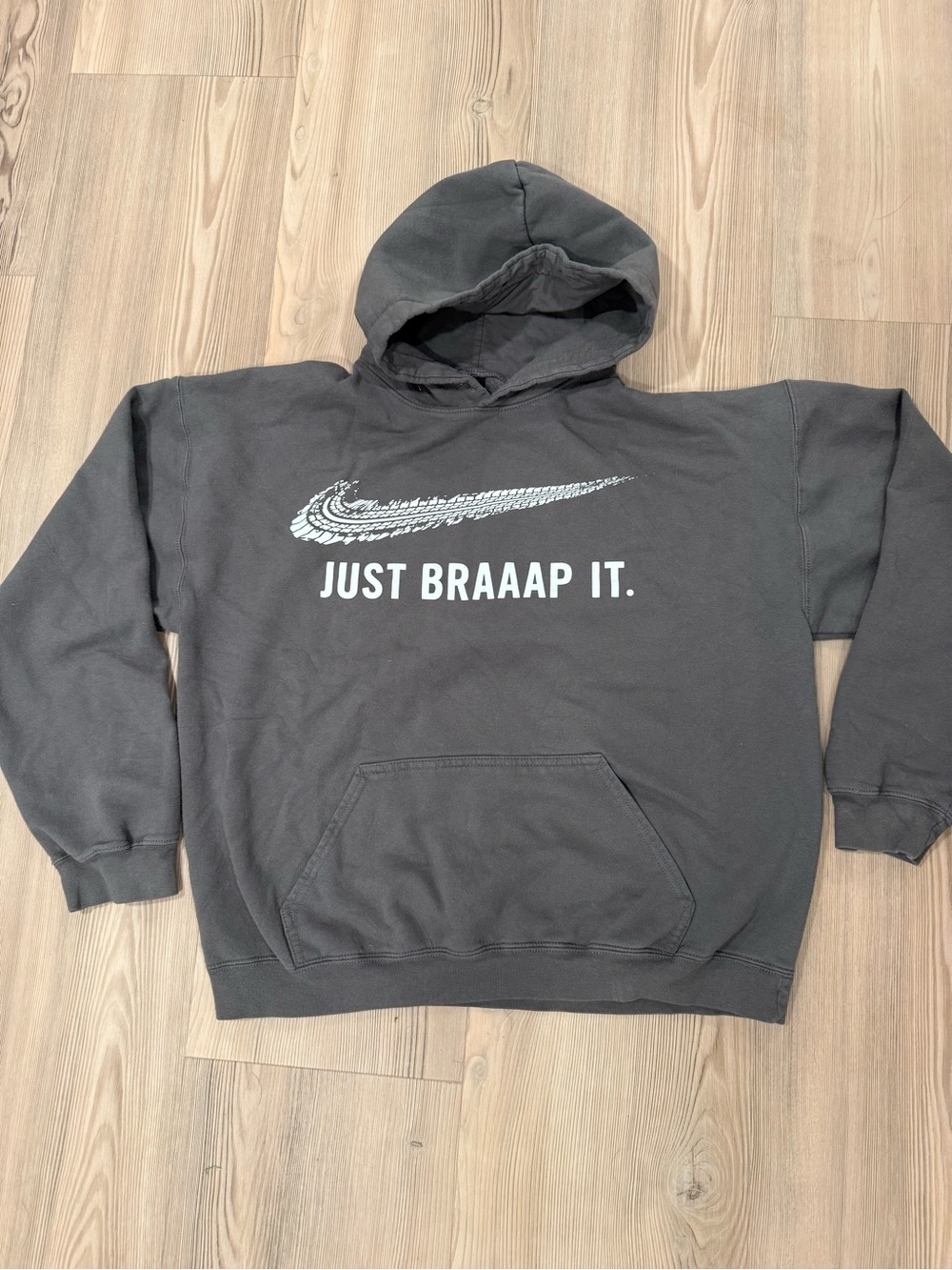 Gildan Charcoal Hoodie with White Graphic